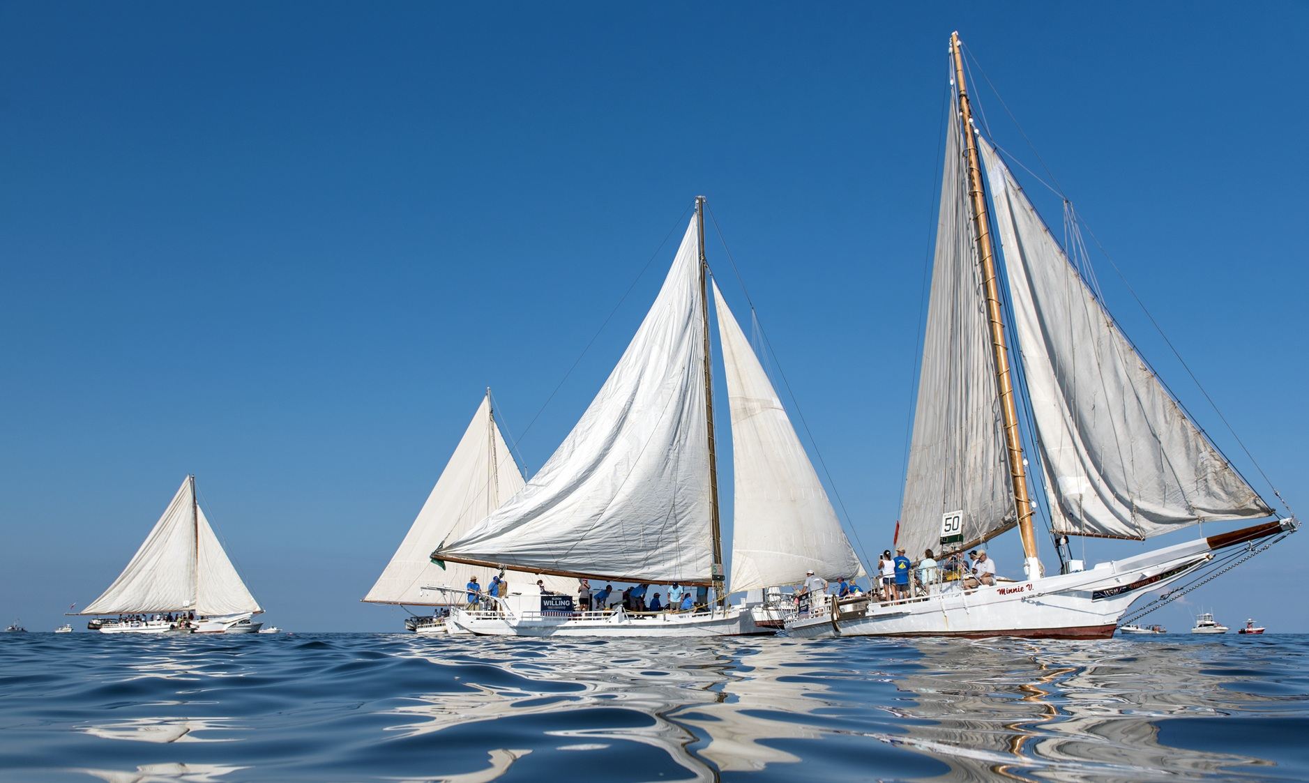Skipjacks sailing on the Chesapeake Bay